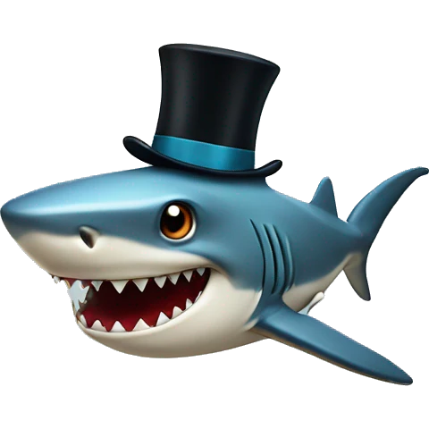 Shark with a top hat emoji