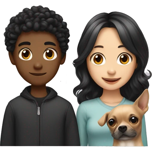 Asian girl, which has straight hair, and black boy, which had curly hair, with a Chihuahua ￼ emoji