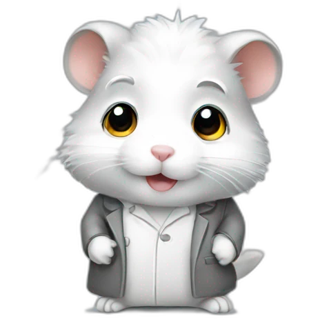 White and grey Hamster scientist emoji