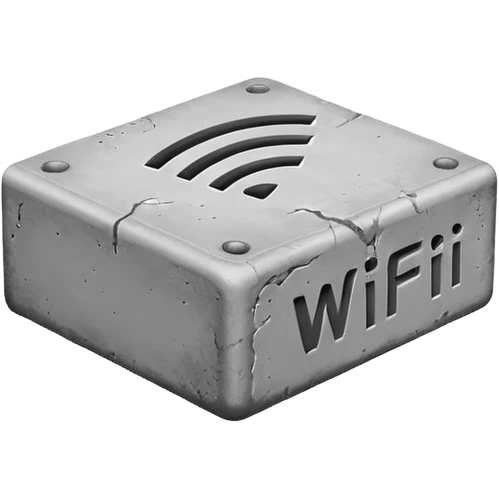 A Block saying "wifi" lying on a street emoji