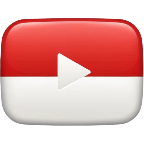 YouTube logo, minimal red and white play icon emoji