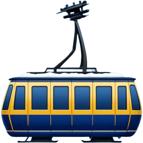 create a cablecar emoji in winter. make it navy dark blue. no yellow. and add the words in white: Lenk  emoji