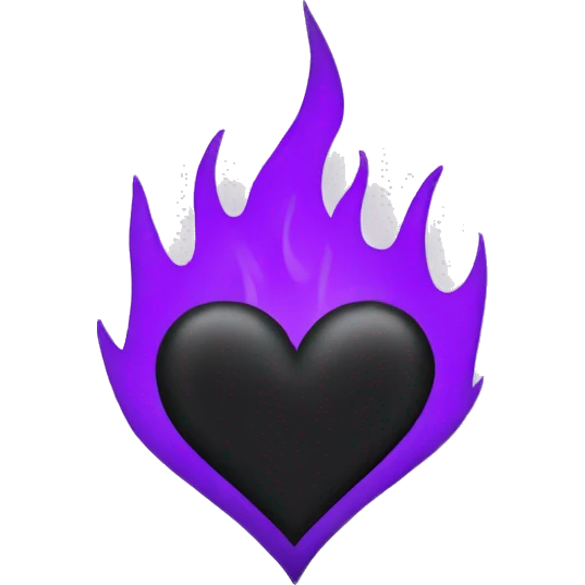 Black heart purple flame emoji