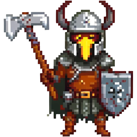 scary looking ant holding a viking axe and wearing a military helmet emoji