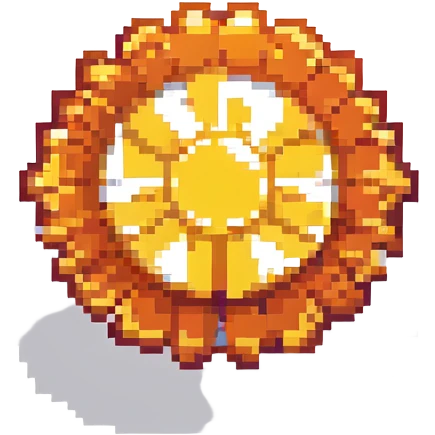 Macedonian sun symbol, pixel art style emoji