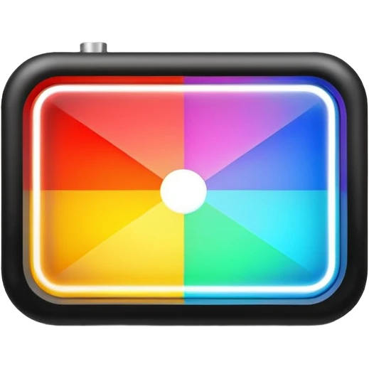 glowing led light, different glowing colors, one big rectangle sign emoji