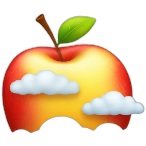 An apple sleeping on the cloud emoji