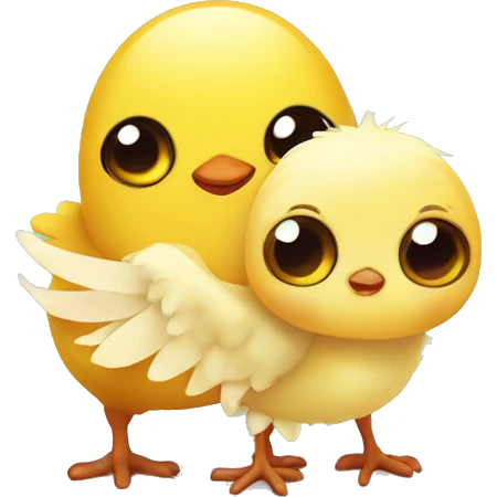 Little cute chick and little cute spider are in love emoji