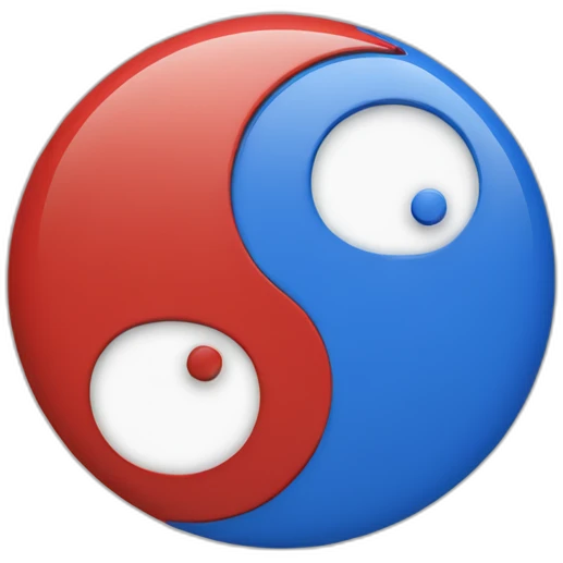 Yin yang in red and blue emoji