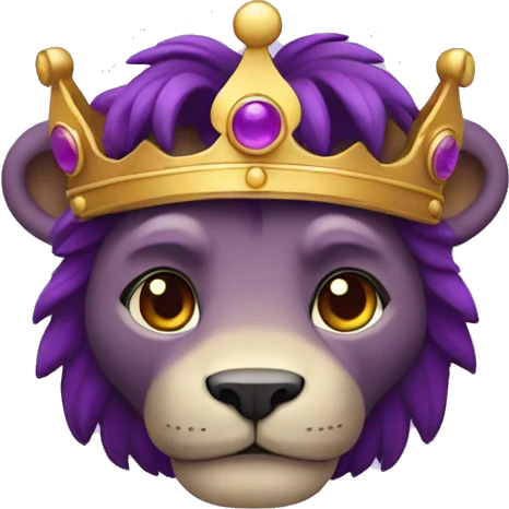 un leon de color morado con una corona emoji
