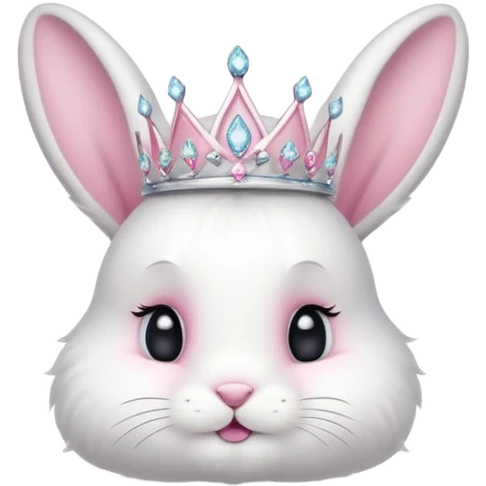 Rabbit King – fluffy white bunny with a small diamond tiara, standing
 emoji