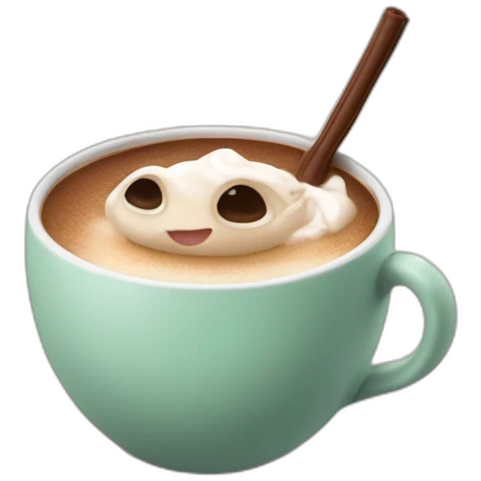 Grogu qui boit un chocolat chaud emoji