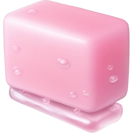 Light pink soap bar sitting on a soap holder, with soap bubbles  emoji
