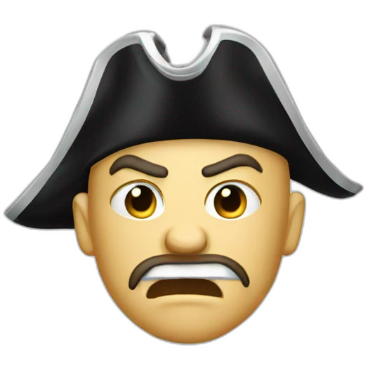white pirate with angry face emoji