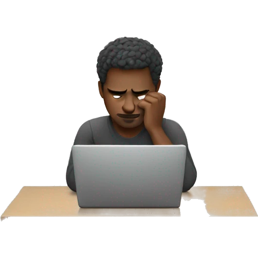 Man thinking and focus working with an laptop  emoji