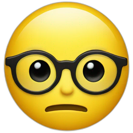 Yellow circle head with black eyes black glasses emoji
