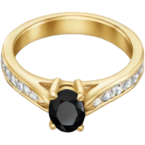 gold ring with black oval diamond emoji