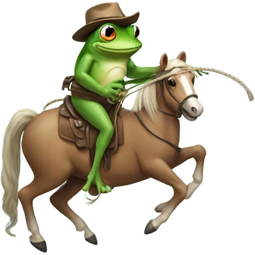 frog riding a pony with a lasso emoji