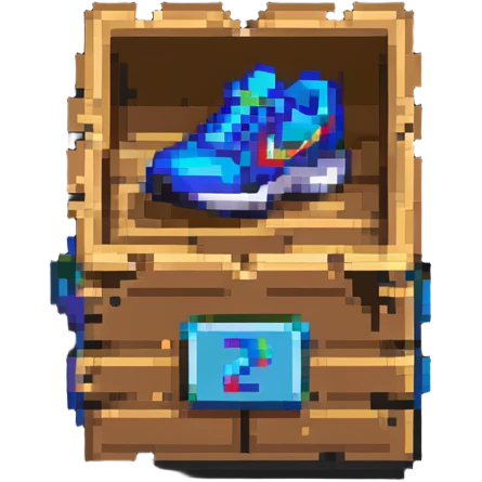 2d power up crate with a running shoe symbol for speed boost emoji