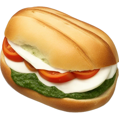 Panino with tomato, mozzarella and green pesto  emoji
