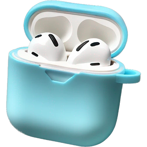 Light blue AirPod pros case with little white bow emoji