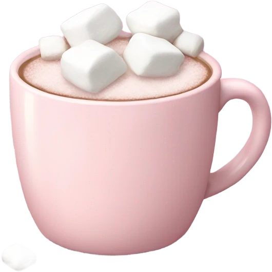 Light Pink mug of hot chocolate with marshmallows  emoji