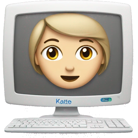 Computer that has a text that is "Kate" emoji