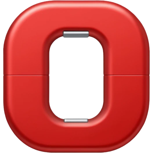a red magnet shaped as the letter "U". the 2 end tips are color gray emoji