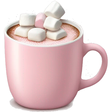 Light Pink mug of hot chocolate with marshmallows  emoji