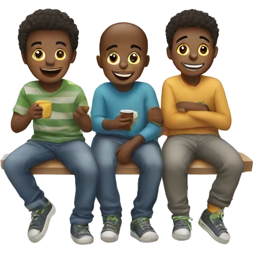 three boys enjoying indoors emoji