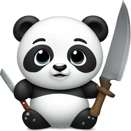 Realistic panda holding a knife  emoji
