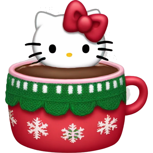 Hello kitty with hot chocolate and Christmas sweater  emoji