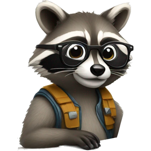 raccoon freelancer in glasses with laptop emoji