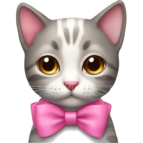 Cute cat with a pink bow emoji