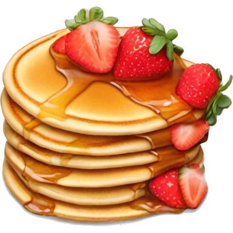 Pancakes with maple syrup and strawberries emoji