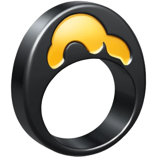 iOS emoji, minimal dark fantasy ring, black metal, flat emoji