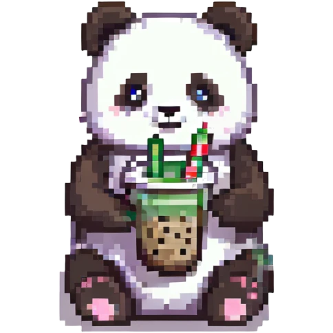 panda drinking bubble tea emoji