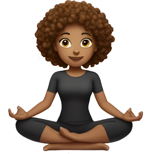 light skin black girl with brown curly hair in fire log yoga pose emoji