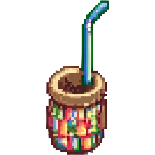 Make the image a simple bendy straw in pixel art style with no background. emoji