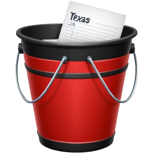 black bucket paper with names in it with red texas on front  emoji