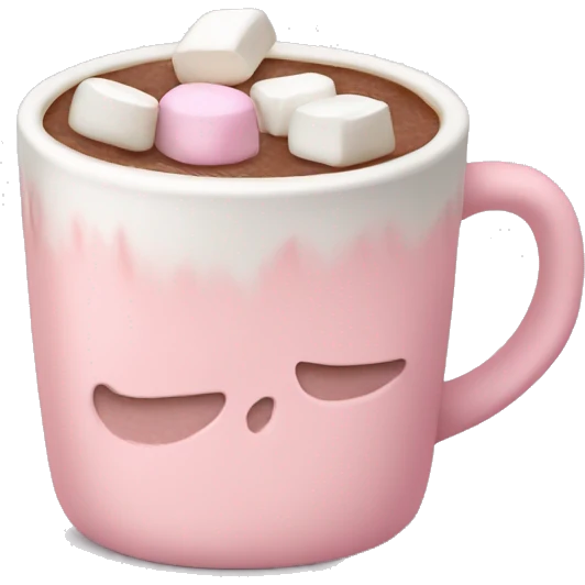 Light Pink mug of hot chocolate with marshmallows  emoji