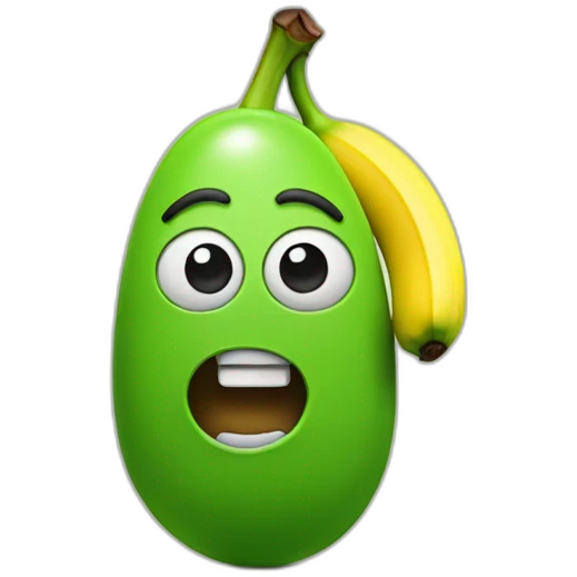 Green m&m holding a banana  emoji