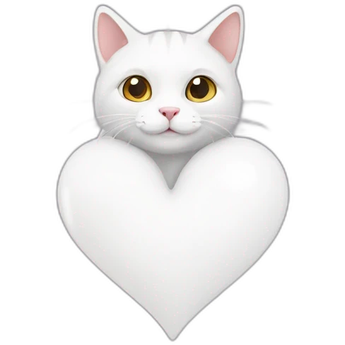 Cat hanging a White heart emoji