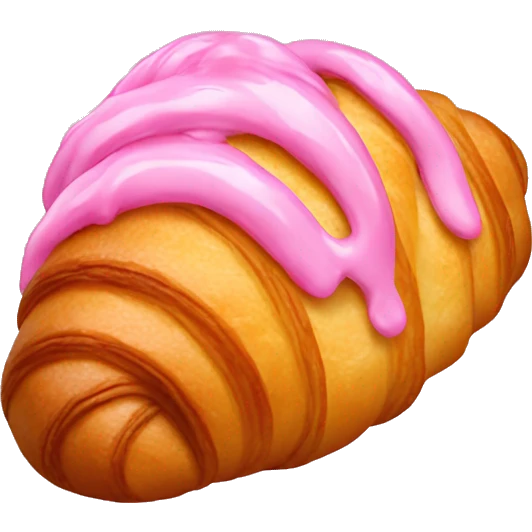 A croissant with pink glaze emoji