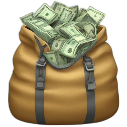 overloaded bag with money emoji
