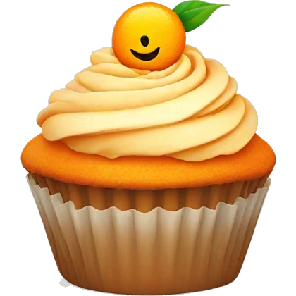 Orange cupcake with a happy face  emoji