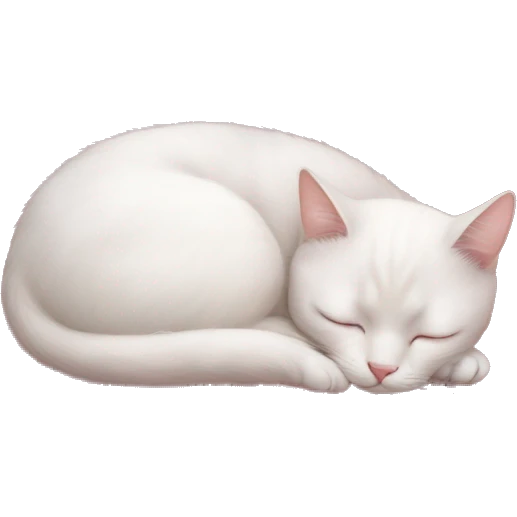 white cat sleeping on a soft pink silk pillowe emoji