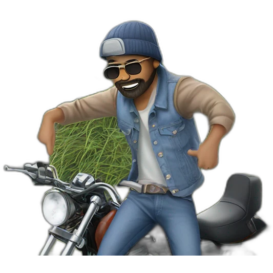 hat-wearing boy holding motorcycle emoji