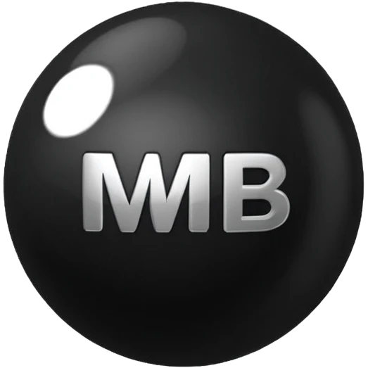Black Ball with MB written on in the middle of it. Nothing else no holes or anything. emoji