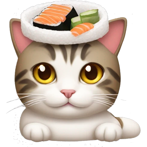 Cat wearing a sushi hat emoji